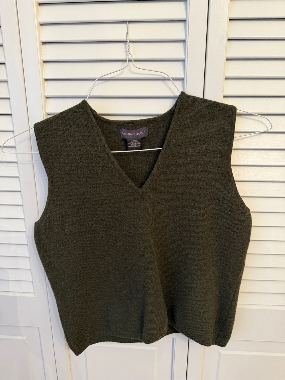 Banana Republic Dark Olive V-Neck Knit Vest